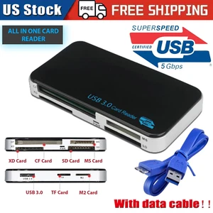 USB 3.0 Memory Card Reader Adapter 5GBPS Fit For CF/TF/SD/Micro SD/XD/M2/MS Card - Picture 1 of 11