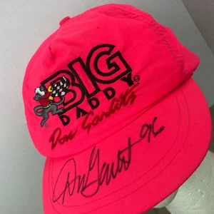 Vtg 1996 Big Daddy Don Garlits Signed Trucker SnapBack Hat Cap ~ Neon Pink 90s - Picture 1 of 11