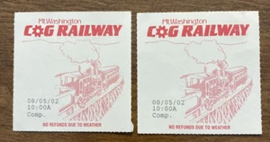 (2) Billetes de tren de ferrocarril Mount Washington Cog de colección 2002 NH P4a - Imagen 1 de 9