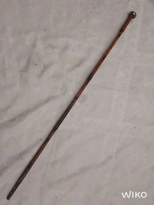 ANCIENNE CANNE ENFANT EN BAMBOU POMMEAU EN ARGENT SIGNE CAZAL - Photo 1/4