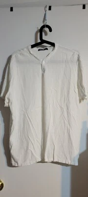 Paul Jones Shirt Mens Small White Short Sleeve Linen Blend Button Down  - Image 1 of 4
