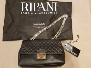 Ripani Black Smooth Nappa Leather Crossbody Shoulder Bag Made in Italy - Picture 1 of 15