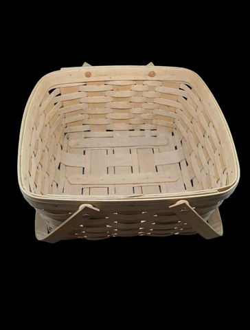Signed Longaberger 12" Square Market Shopping Basket 1986 Double Swing Handles Cover