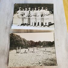 2 Old Vintage Photos Relaxing At The Beach & Bath House + Tennis Club Portrait 