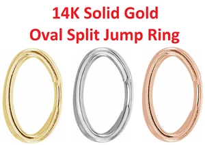 4.5x2.5mm ID 14k Gold Oval Split Jump Ring Clasp Charm Link White Yellow Rose - Picture 1 of 13