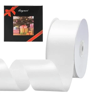 LIUYAXI weißes doppelseitiges Satinband, 2 x durchgehend 50 Yards, Bänder - Bild 1 von 9