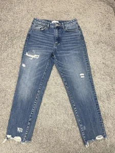 Jeans donna Vermet Los Angeles invecchiato mamma taglia 28 blu vita alta orlo grezzo - Foto 1 di 13