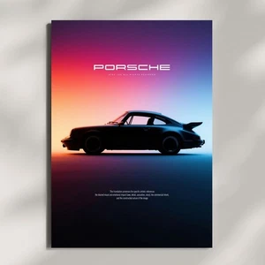 Porsche 911 Turbo Poster, Luxury Sports Car Gift, Vintage Car Wall Art Decor - Picture 1 of 5