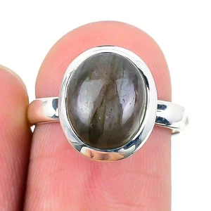 Anillo de plata maciza 925 con piedras preciosas de labradorita para el día de las hermanas joyería EE. UU. 6,5 - Imagen 1 de 8
