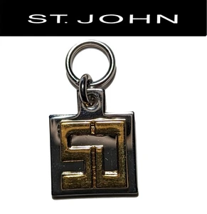 St John Knits silberfarben quadratisch goldfarben Overlay Logo Reißverschluss/Schieber Pull  - Bild 1 von 1