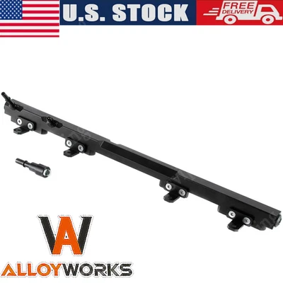Billet Aluminum Fuel Rail For 1997-2001 Jeep Wrangler TJ/Cherokee XJ 4.0L BLACK. - Image 1 of 4