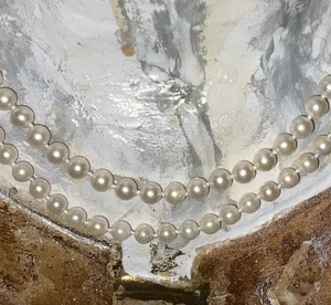 New 14K Genuine 2 Strand Pearl Necklace - Picture 1 of 5