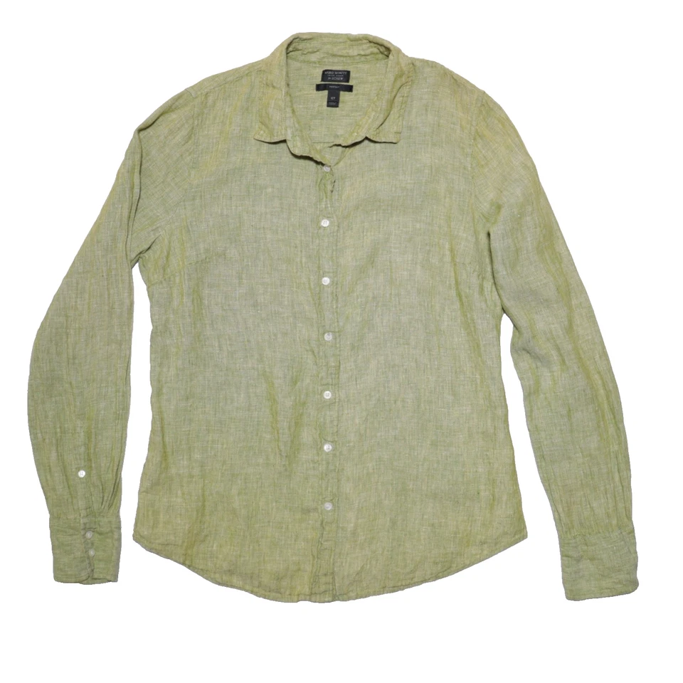 Camisa J.Crew Mujer Baird McNutt Lino Irlandés Ajuste Perfecto Verde Abotonada Talla 12T Foto 1 de 4