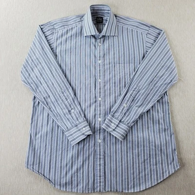 Camisa de vestir IKE Behar New York para hombre azul gris algodón a rayas talla 16,5-34/35 Foto 1 de 4