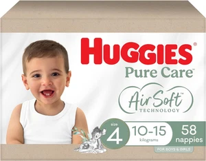 Huggies Pure Care Nappies Size 4 (10-15kg) 58 Count (Packaging May Vary) - Picture 1 of 14