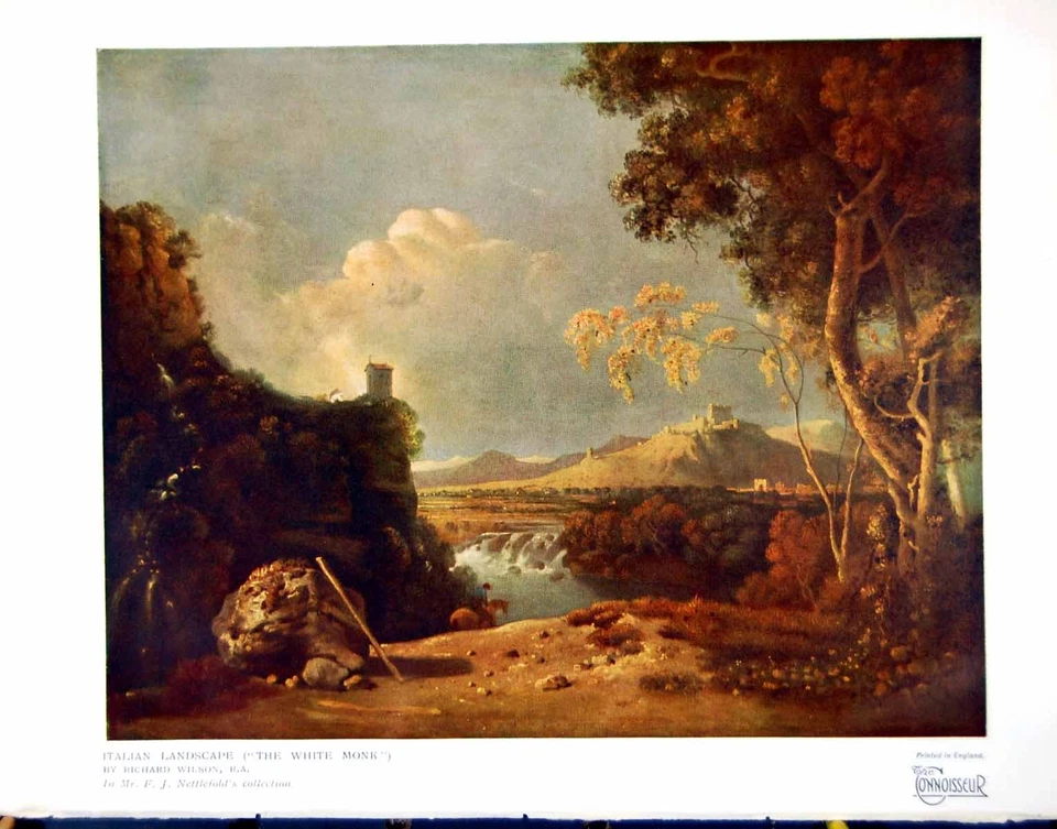 Antiguo estampado vintage paisaje italiano El monje blanco Richard Wilson Ra 1928 20th Foto 1 de 1