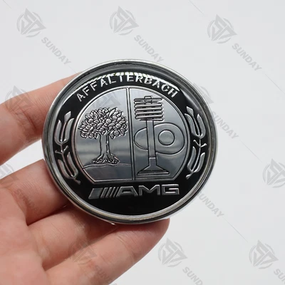 For AMG Hood Emblem Affalterbach Black Chrome Apple Tree Front Badge Nameplate - Image 1 of 4