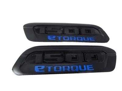 New OEM 2019-2024 Dodge Ram 1500 ETorque Left Right Hood Emblem Black Blue Badge - Image 1 of 3
