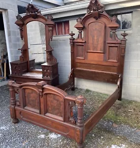 RENAISSANCE WALNUT AND BURL 2 PC. BEDROOM SET - Picture 1 of 8