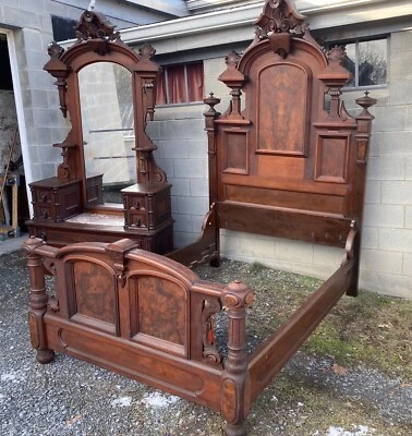 RENAISSANCE WALNUT AND BURL 2 PC. BEDROOM SET - Image 1 of 4