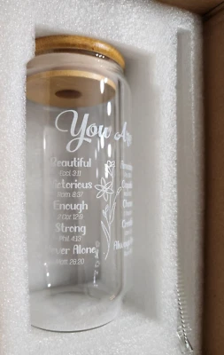 Taza de vidrio - 16 oz con pajita de vidrio Foto 1 de 2