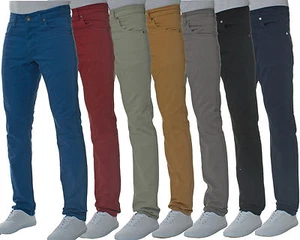 Enzo Mens Chino Slim Fit Jeans Skinny Fit Denim Pants Plain Trousers, 28W to 44W - Picture 1 of 7