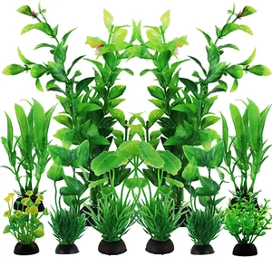 Fish Tank Accessories Green Plants10Pcs Fish Tank Decorations Plastic Plants - Picture 1 of 8
