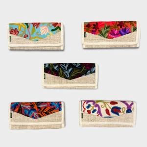 Handmade Hemp Wallet|Eco-friendly Boho Purse Clutch Wallet|Hippie Embroidered  - Picture 1 of 14