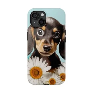 Entzückende helle bunte Welpe Dackel iPhone 15 robuste Handyhüllen - Bild 1 von 5