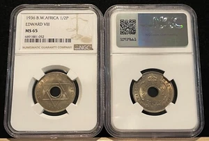 BRITISH WEST AFRICA 1/2 Penny 1936 London Mint NGC MS 65 Gem BU Edward VIII. A23 - Picture 1 of 1