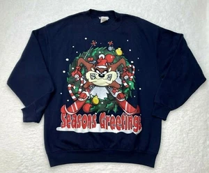 Vintage Looney Tunes Tasmanian Devil Sweater Size L 1997 Christmas Holiday - Picture 1 of 12