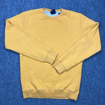 Superdry Sweater 男式小号黄色抓绒衬里套衫圆领长袖 — 第 1/4 张图片