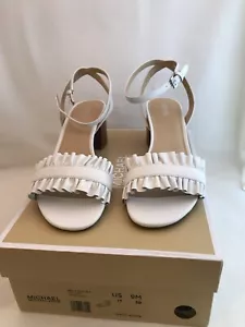 NIB Authentic Michael Kors Bella Flex MID Leather Sandal White Sz 9 - Picture 1 of 9