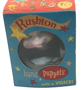 RUSHTON HAND PUPPETS "THE TRAMP" POLKA DOT CLOWN PUPPET IN THE ORIGINAL BOX VTG - Picture 1 of 24