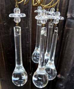 1 xLG Vintage französische Kristallglas Prisma Lampe Kronleuchter Teil ITALIEN Tschechische Perlen - Bild 1 von 12