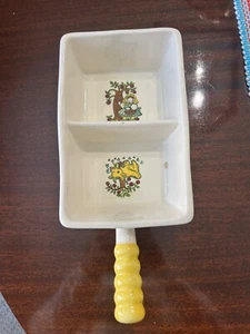 Vintage Metlox PoppyTrail Happy Time Pattern Divided Dish w/Yellow handle - Picture 1 of 9