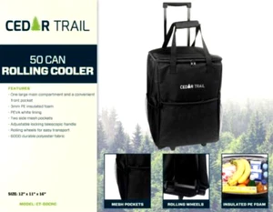 Cedar Trail 50 Can Rolling Can Cooler w/ Telescopic Handle BRAND NEW - Picture 1 of 1