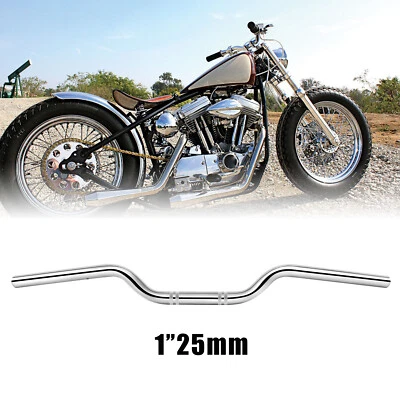 For Harley Chopper Bobber Chrome Motorcycle 1" 25mm Tracker Handlebars Drag Bars Foto 1 de 4