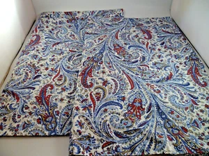 2  RALPH LAUREN PILLOW SHAMS PAISLEY MEDALLION WHITE BLUE RED COTTON 26X20 - Picture 1 of 7