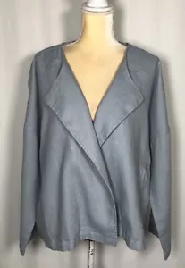 Eileen Fisher Women Jacket Large Blazer Heavy Organic Linen Blue New $278 - Picture 1 of 11