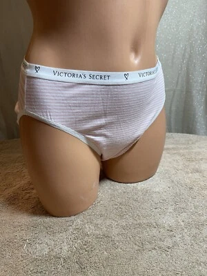 VICTORIA’S SECRET, Size Medium, Tagless, High-Leg Brief in Pink & White.   NEW. - Image 1 of 4