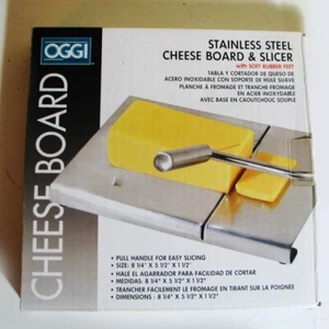 Tagliere e affettatrice formaggio acciaio inox nuovi con scatola piedi gomma morbida 8,25"x5,5"x1,5" - Foto 1 di 5