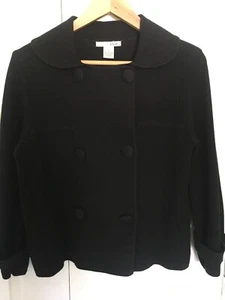 Evie 100% Cotton Knit Cardigan Jacket Double Breasted Collared LS Women’s L - Picture 1 of 8