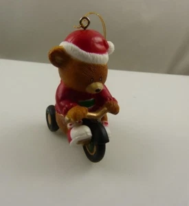 teddy bear on tricycle vintage Christmas ornament xmas - Picture 1 of 9
