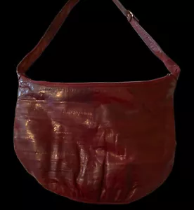 borsa pelle d'anguilla bordeaux stile hobo con cerniera - Foto 1 di 12