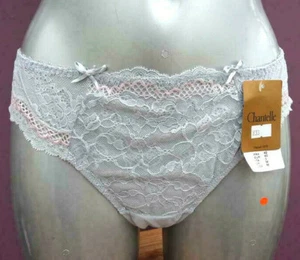 Chantelle Eternelle Gris Claro y Rosa Encaje Bragas Reino Unido 8 Calzoncillos Pantalones Semi Transparente - Imagen 1 de 2