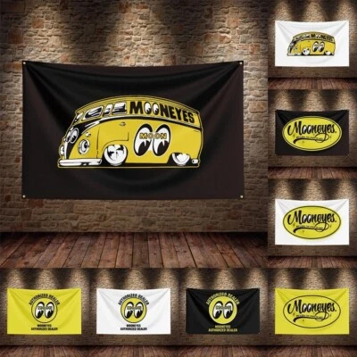 Moon eyes Car Racing Flag Banner Tapestry Wall Hanging Room Garage Décor 5x3ft - Image 1 of 4