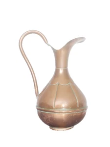 alter Vintage französisches Kupfer Villedieu Modele Depose Kug Glas Krug - Bild 1 von 10