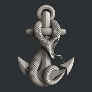 3d STL models for CNC, Artcam, Aspire, relief snake anchor - Imagen 1 de 4