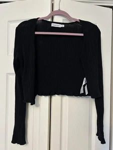 Calvin Klein Cardigan Women's Black Open Long Sleeve M Front Hook & Eye Closure - Picture 1 of 4
